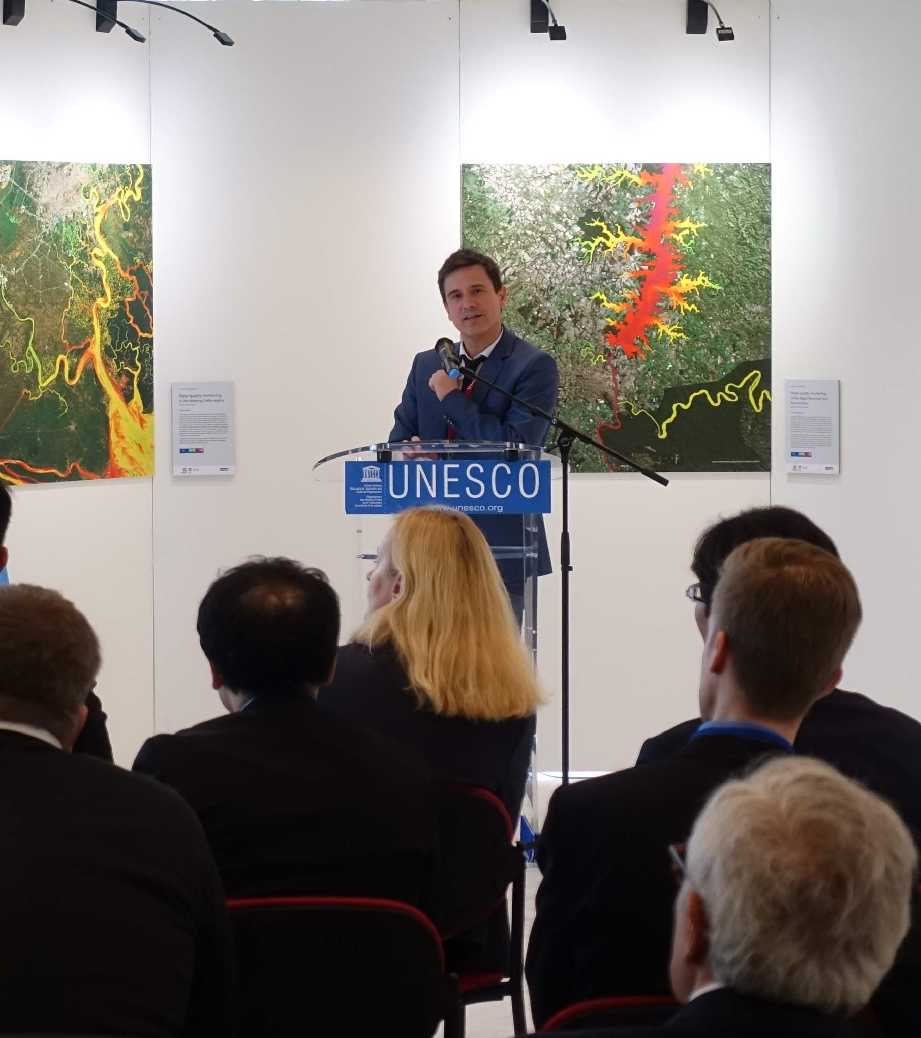 thomas heege at the UNESCO, launching the water quality portal