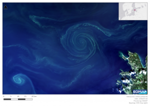 satellite image of algae bloom in the baltic sea