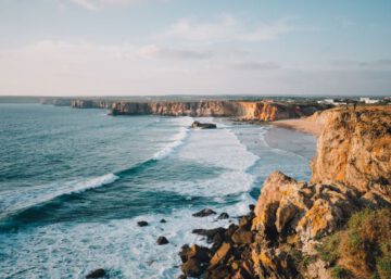 rough coastline in Sagres, Portugal