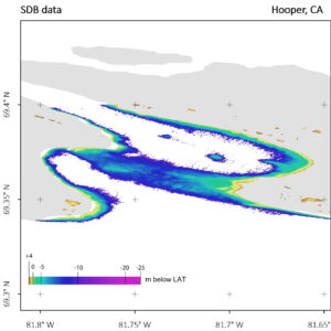 bathymetry chart showing the coast at Hooper, Canada