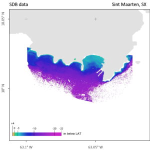 Satellite-Derived Bathymetry of Sint Marteen, SX - c/EOMAP
