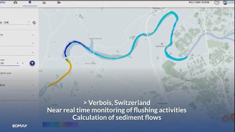Monitoring flushing activities by satellite data - shown on the HYPOS | eoApp dashboard