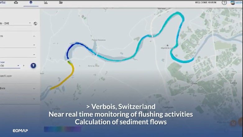 Screenshot_verbois_flush Monitoring flushing activities by satellite data - shown on the HYPOS | eoApp dashboard