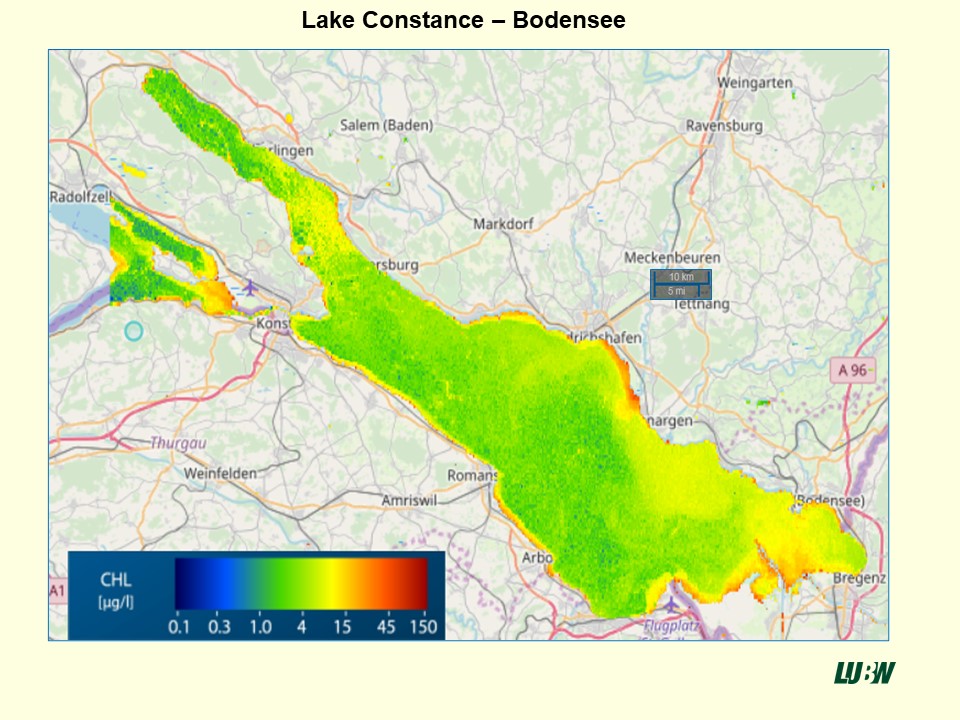 a map of Lake Constance, Bodensee - Chlorophyll a concentration